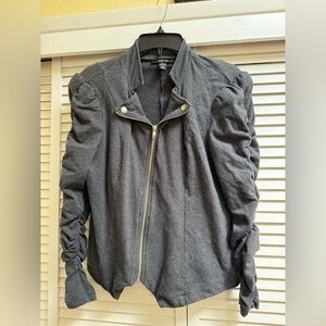 Gray Ruched Sleeve Jacket Women’s Sz M